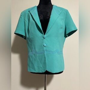 EUC MaDam Collection by Tally Taylor Blue and Black Button Down Blazer size 12